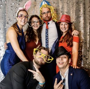 a silly photo of students at the barrister ball in formal wear