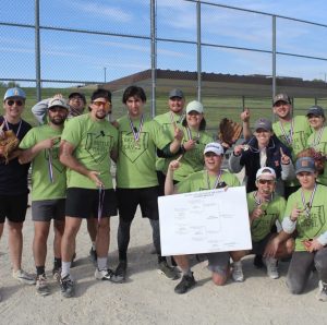 a photo of students playing softball